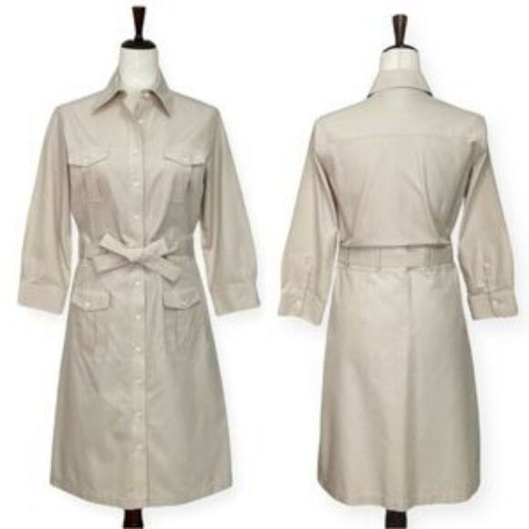 Brooks Brothers Dresses & Skirts - Brooks Brothers 10 Chic Safari Beige Shirt Dress with Belt Capsule Minimalist